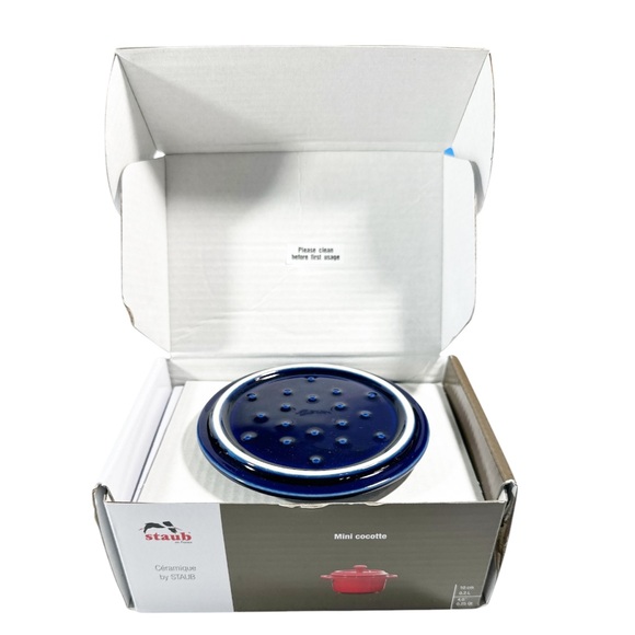 NEW Staub DARK BLUE MINI ROUND CERAMIC COCOTTE 10cm - Picture 7 of 7